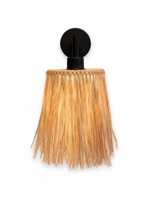 Black Raffia Wall Sconce