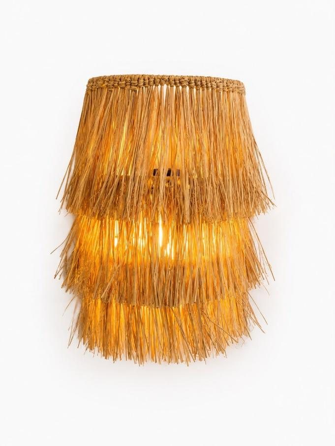 3-Tier Raffia Plug-in Wall Sconce