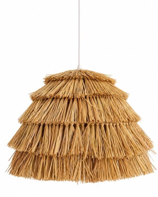 Tiered Pagoda Raffia Pendant Light