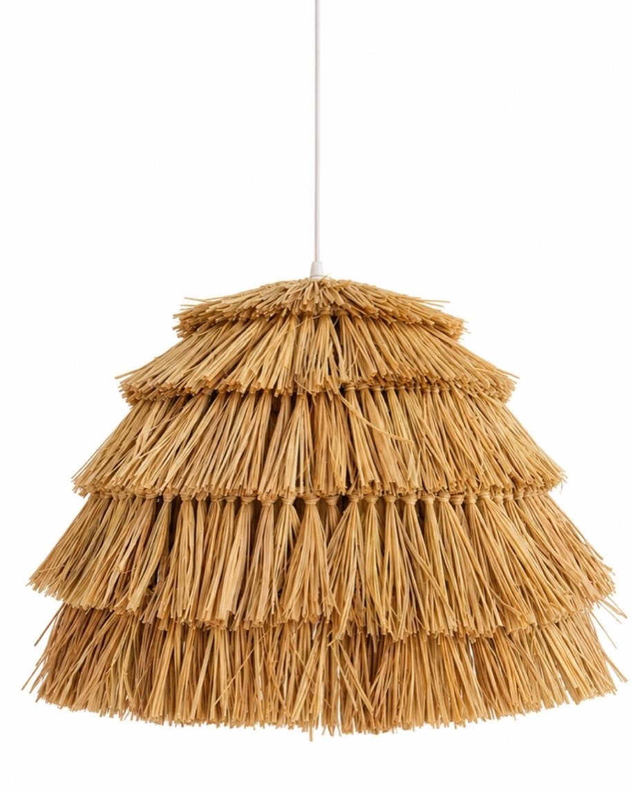 Tiered Pagoda Raffia Pendant Light