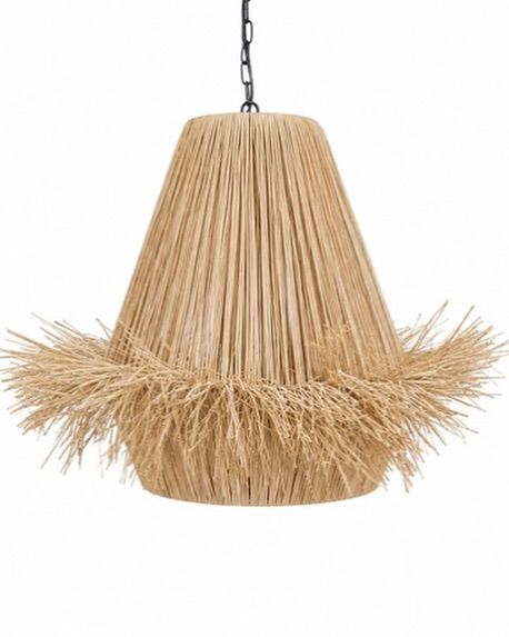Raffia Bell Pendant Light with Fringe Belt
