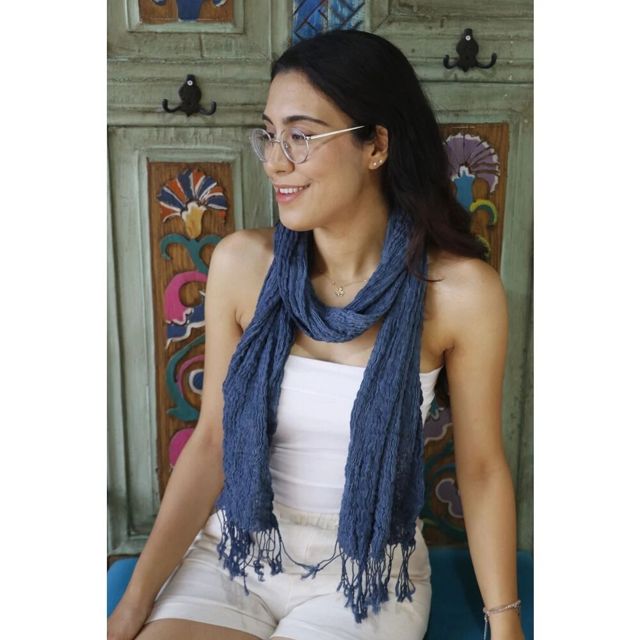 Freya Cotton Scarf & Shawl - Navy