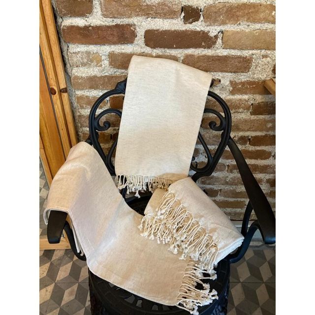 Lal Twill Cotton-Linen Peshtemal - Natural 90x180 cm