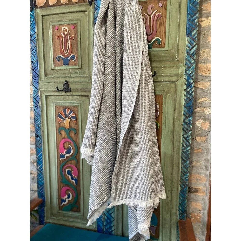 Waffle Cotton Peshtemal - Grey 90x170 cm