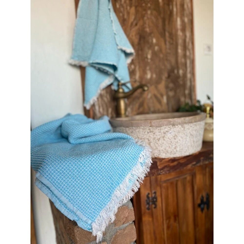 Waffle Cotton Peshtemal - Turquoise 90x170 cm